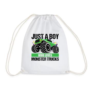 Boys Monster Truck Passion Gift - Drawstring Bag - white - Front