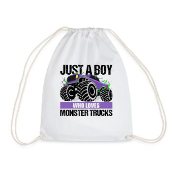 Boys Monster Truck Passion Gift - Drawstring Bag - white - Front