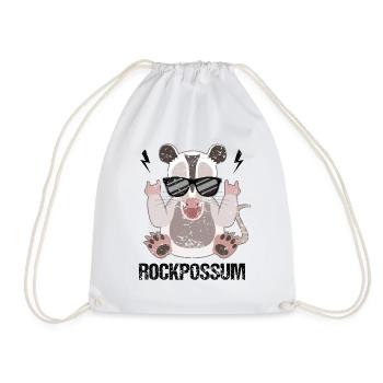 Cool opossum sunglasses saying - Drawstring Bag - white - Front
