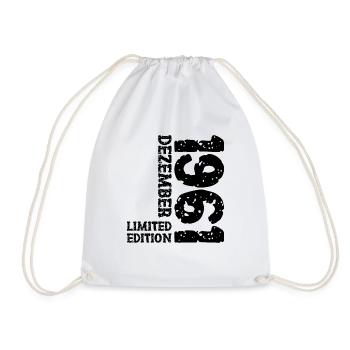 1961 December Limited Edition 62nd Birthday Decoration - Drawstring Bag - white - Front