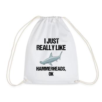 Hammerhead Shark Enthusiast Clear & Direct - Drawstring Bag - white - Front