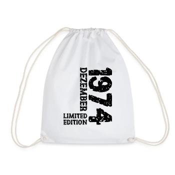 1974 December Limited Edition 49th Birthday Decoration - Drawstring Bag - white - Front