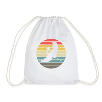 Crane Contour Sunset Nature Fan - Drawstring Bag - white - Front