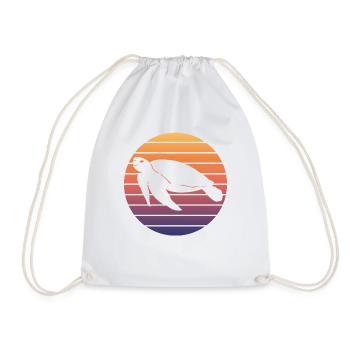 Tortue De Mer Silhouette Coucher De Soleil - Sac de sport léger - blanc - Devant