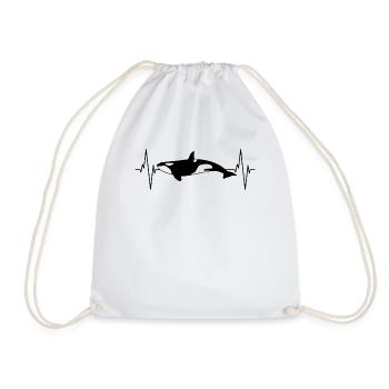 Killer whale heartbeat love for the sea - Drawstring Bag - white - Front