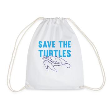 Protects Turtles Eco-Conscious Gift - Drawstring Bag - white - Front