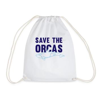 Protects the Orcas Eco-Conscious Gift - Drawstring Bag - white - Front