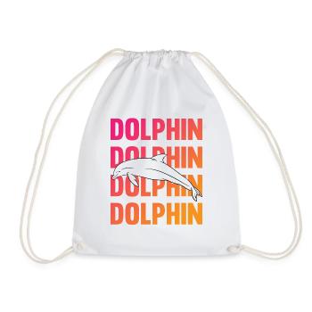 Dolphin Contour Typography Style - Drawstring Bag - white - Front