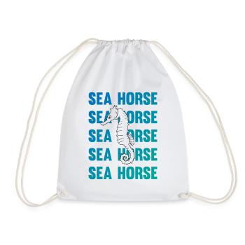 Sea Horse Writing Game Ocean Love - Drawstring Bag - white - Front