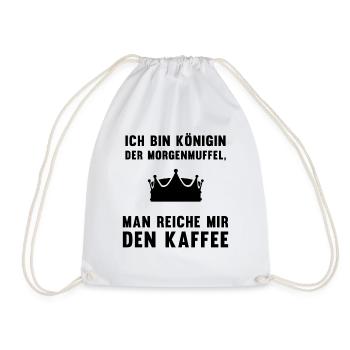 Kaffee-Königin Morgenmuffel Geschenk - Turnbeutel - Weiß - Vorne