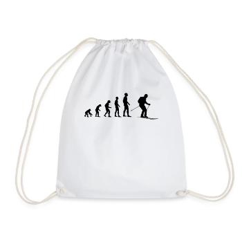 Evolution Skifahrer Geschenk - Turnbeutel - Weiß - Vorne