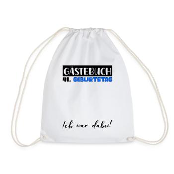41 Birthday Gift Man Decoration Men Guestbook - Drawstring Bag - white - Front