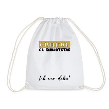 61 Birthday Gift Women's Decoration Men's Guestbook - Drawstring Bag - white - Front