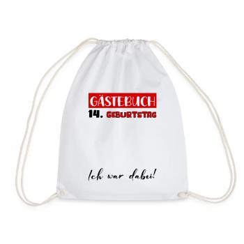 14th Birthday Gift Girls Boys Guestbook - Drawstring Bag - white - Front