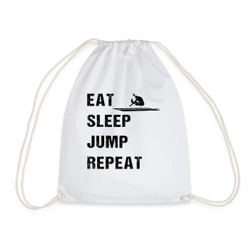 Eat Sleep Jump – Athlete's Motto - Drawstring Bag - white - Front