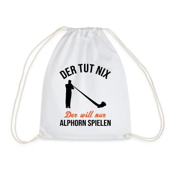 Alphorn Gift - Just Playing, No Doing - Drawstring Bag - white - Front