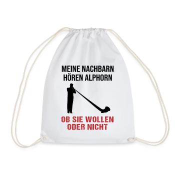 Geschenk für Nachbarn - Alphornklänge - Turnbeutel - Weiß - Vorne