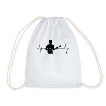Banjo Heartbeat - Gift for Plucker - Drawstring Bag - white - Front