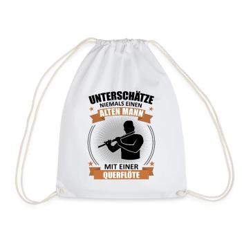 Old man with flute wisdom - Drawstring Bag - white - Front