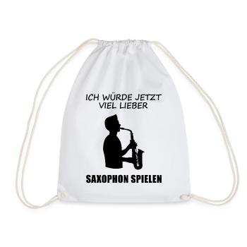 Lieber Saxophon spielen – Musikpurist - Turnbeutel - Weiß - Vorne