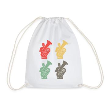 Colorful Tuba Game Joy Music Gift - Drawstring Bag - white - Front