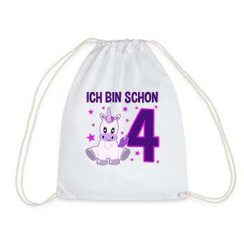 Unicorn Glitter Party 4 Years of Magic - Drawstring Bag - white - Front