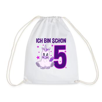 Einhorn 5. Geburtstag Sternenfest - Turnbeutel - Weiß - Vorne