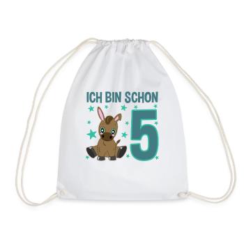 Five-year-old donkey celebrates big - Drawstring Bag - white - Front