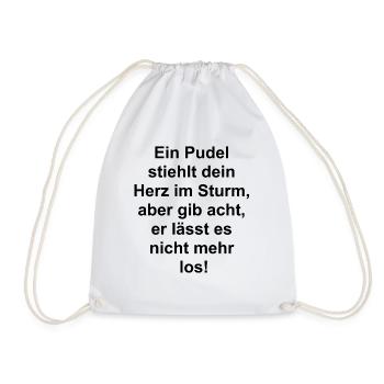 Herz-Pudel-Geschenk - Turnbeutel - Weiß - Vorne