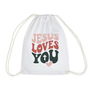 Jésus t’aime, t’aime, Design chrétien - Sac de sport léger - blanc - Devant