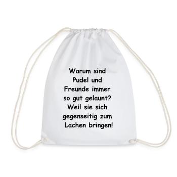 Funny Poodle Friend Gift - Drawstring Bag - white - Front