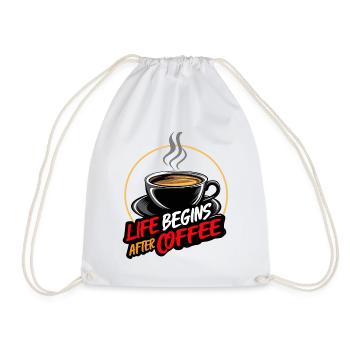 Life Begins After Coffee - Coffee Saying - Drawstring Bag - white - Front