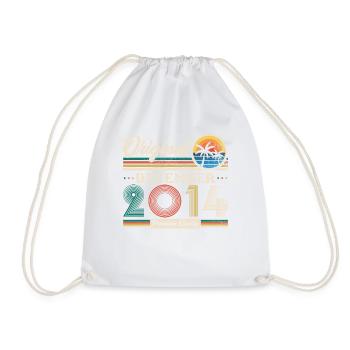 December 2014 Vintage Retro Birthday Gift - Drawstring Bag - white - Front