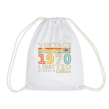 Cadeau d'anniversaire Vinatge 1970 - Sac de sport léger - blanc - Devant