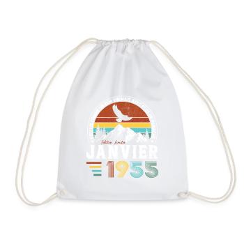 Cadeau D'anniversaire Nées En Janvier 1955 - Sac de sport léger - blanc - Devant