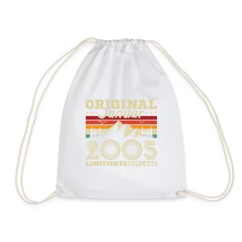 20 years Born in January 2005 Mrs. Man - Drawstring Bag - white - Front