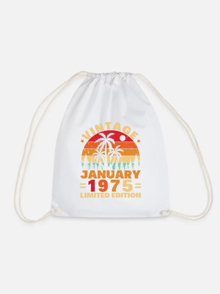 Jahrgang Januar 1975 Geburtstagsgeschenk - Turnbeutel - Weiß