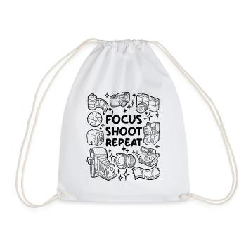 Focus. Shoot. Repeat. – Analogue photography - Drawstring Bag - white - Front
