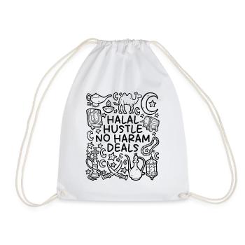 Halal Hustle – No Haram Deals - Drawstring Bag - white - Front