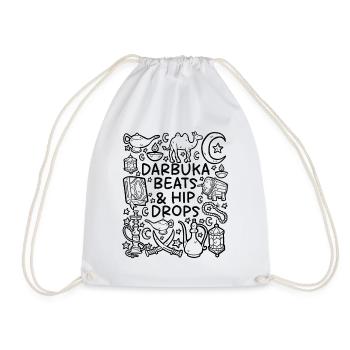 Darbouka Beats – Hip Drops – Danse orientale et rythme - Sac de sport léger - blanc - Devant