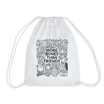 More Bones Than Friends – Archaeology Humor - Drawstring Bag - white - Front