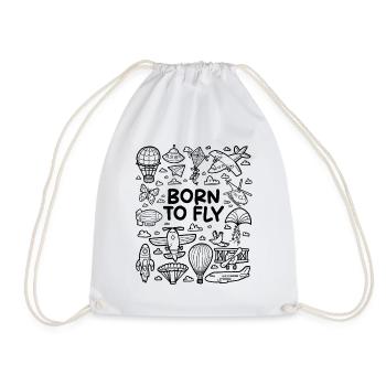 Born to fly – airplane lovers - Drawstring Bag - white - Front