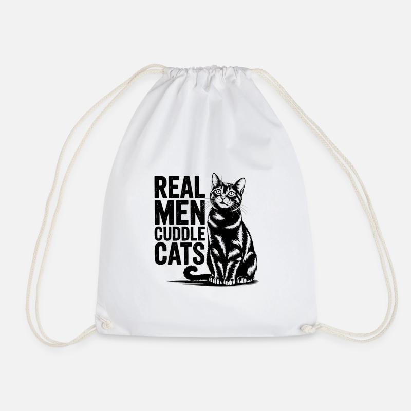 Echte Männer kuscheln Katzen! Katzen Papa Kitten - Turnbeutel - Weiß