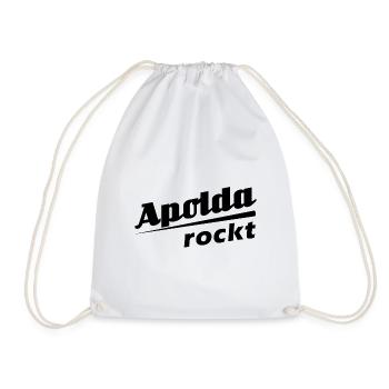 Apolda rockt - Textdesign mit Stadtnamen - Turnbeutel - Weiß - Vorne
