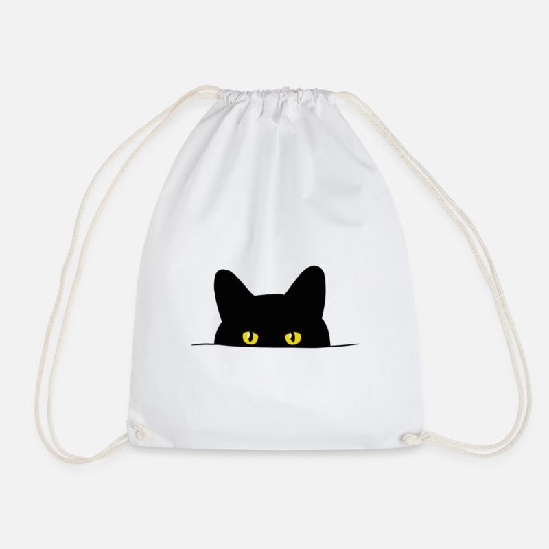 Halloween, Schwarze Katze - Turnbeutel - Weiß