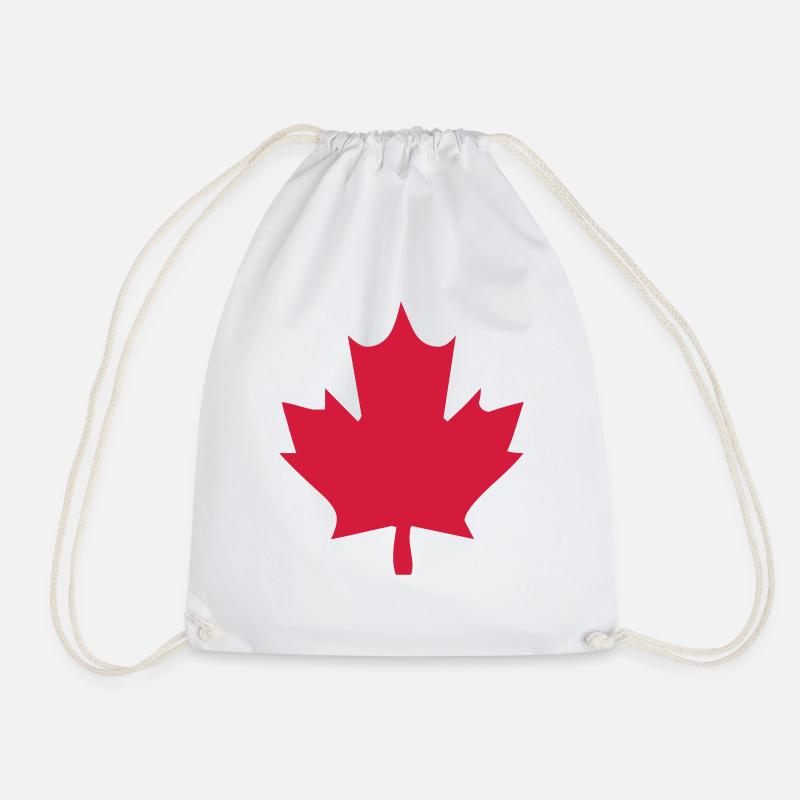 canada leaf - Drawstring Bag - white