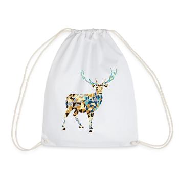 Yellow and blue deer - Drawstring Bag - white - Front