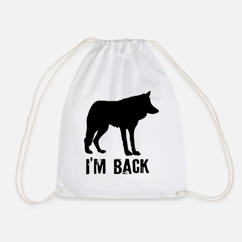 Wolf wolves Germany back nature conservation native - Drawstring Bag - white