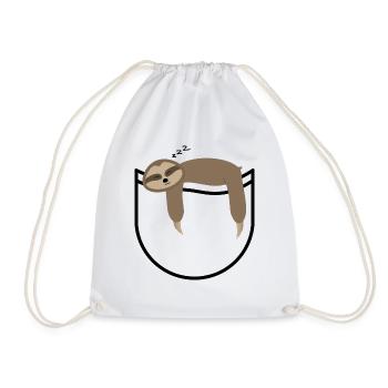 Pocket sloth - Drawstring Bag - white - Front