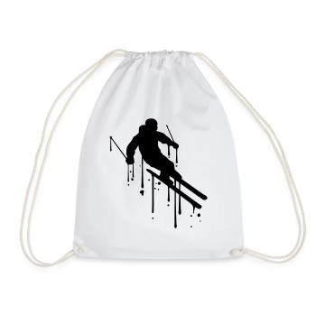 graffiti drops ski ride down mountain winter - Drawstring Bag - white - Front